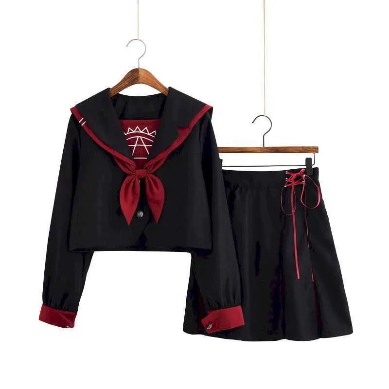 Japansk långärmad jk uniform kjol kostym sommarstudent koreansk college stil magisk array jk sailor kvinnlig 2 210526