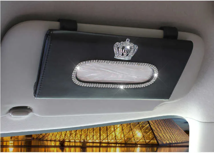 Cute-Crystal-Car-sun-visor-Tissue-box-Auto-accessories-holder-Paper-napkin-clip-PU-leather-Case-e