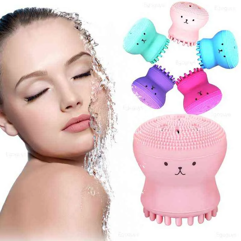 Make up Brush Face Cleansing Octopus Shape Silicone Pore Cleaner Exfoliator Blackhead Remover Soft Scrub Washing 0311