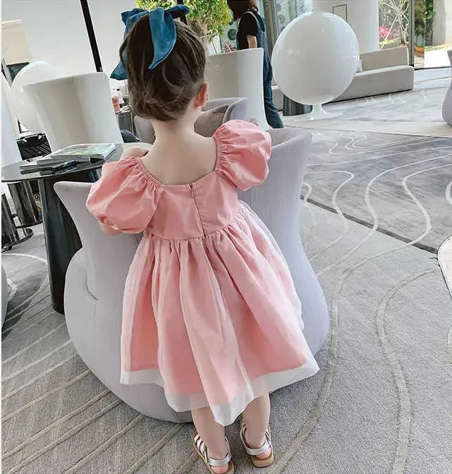 Filles Dresss Trapless Breast-Enveloppé Maille Fée Princesse Robe D'été Européenne Américaine Vêtements Pour Enfants Pour 210625