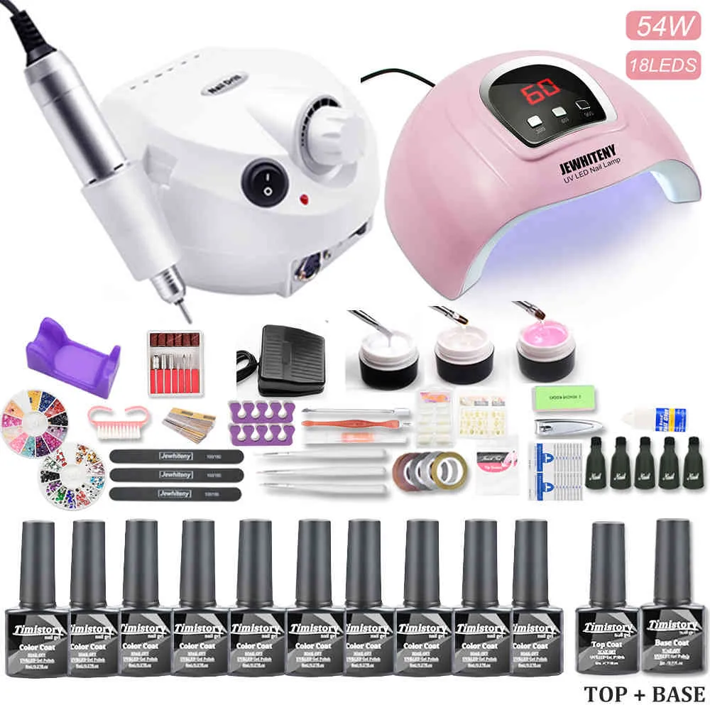 Con 120/54 / 6W UV LED LAMP 10/i Gel Drill Machine Polish Kit Nail Art Tools Set