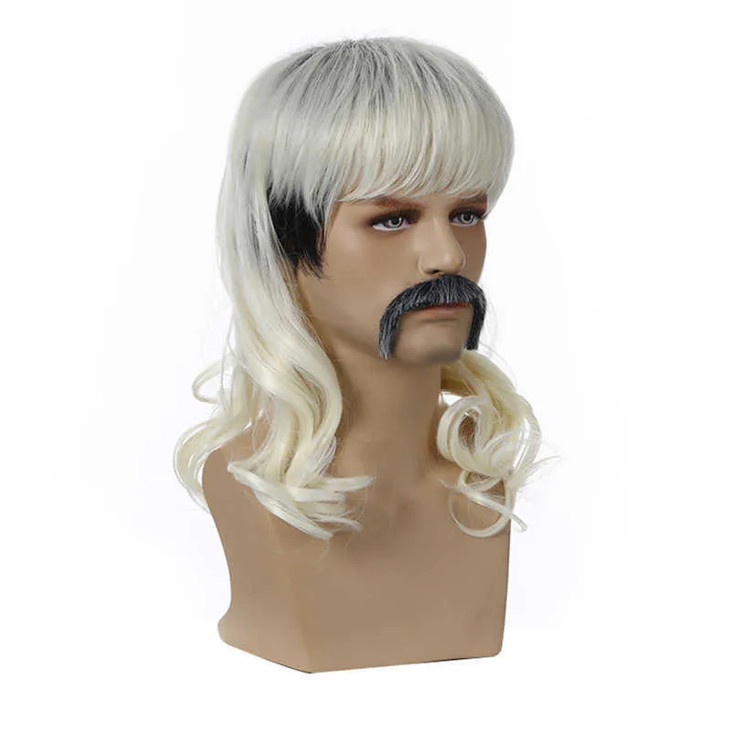 Nouveau tigre roi Joe Cosplay perruque avec barbe boucles d'oreilles moustache Halloween carnaval accessoires livraison directe Y0913