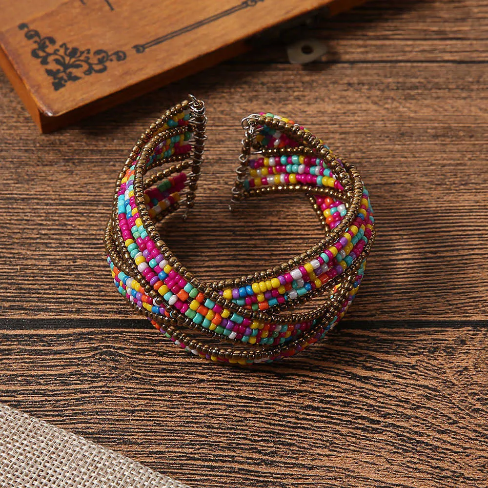 Мода моды ручной работы из бисера модных браслетов для женщин красочный дизайн темперамент многослойного браслета браслетов летом ювелирные изделия Q0717