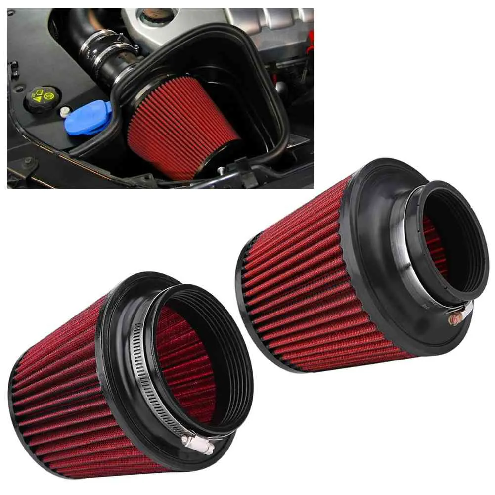 Alto fluxo de modificação de carro inget entrada rodada cone ar s vermelho plutão gaze gaze filtro filtro cogumelo cabeça