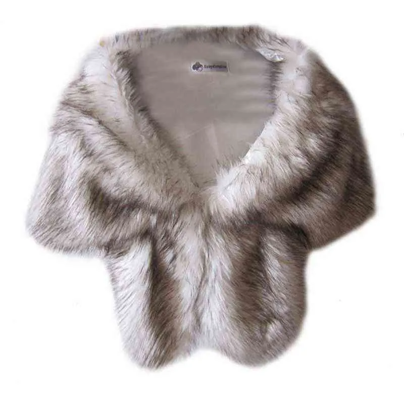 Faux Pelzmäntel Winter Warme Jacke Frauen Hochzeit Achselzucken Schal Oberbekleidung Lady Cape Daily Wear 211220