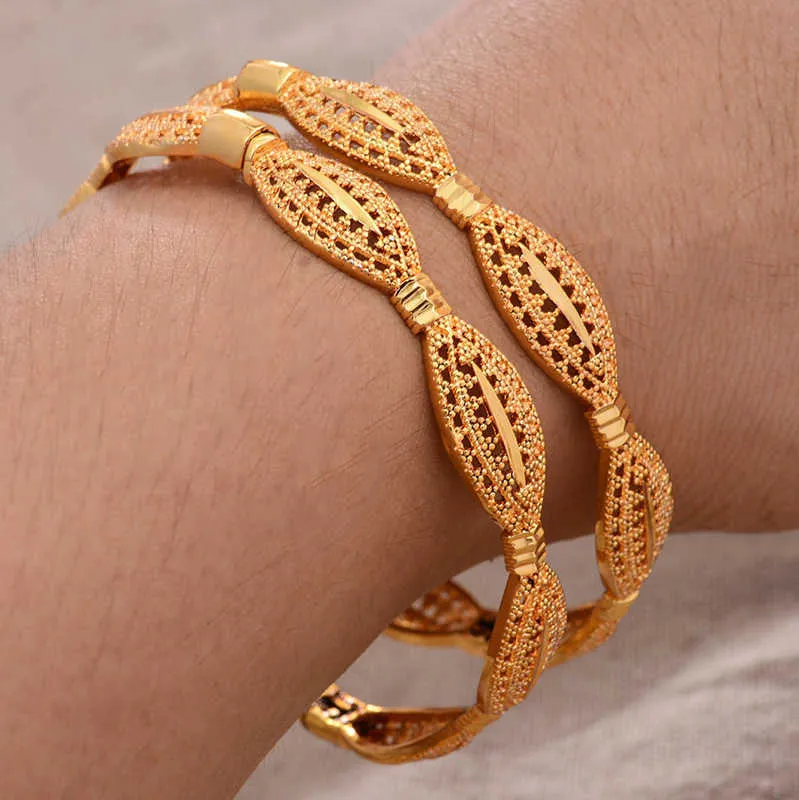 24 k dubaï or couleur bracelets pour femmes or mariée mariage Bracelet afrique Bracelet arabe bijoux or charme filles Q0719