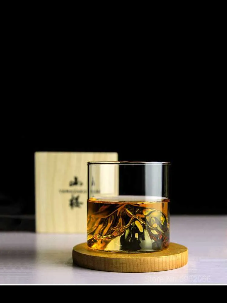 Creativo Iceberg Design Bicchiere da whisky con fondo rialzato Ghiaccio Montagna Roccia Bicchiere da whisky Confezione regalo Liquore S Bicchieri Tazza da vino 210827243d