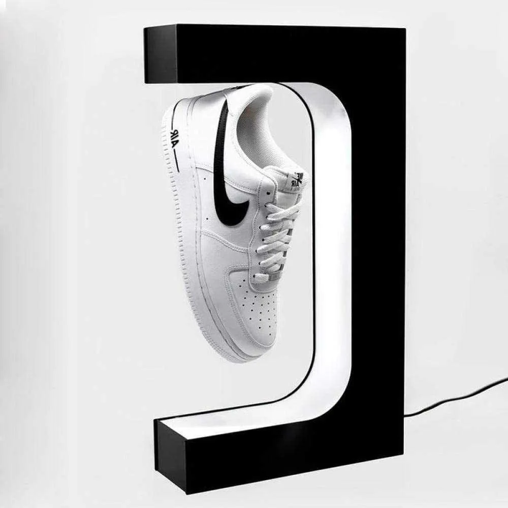 U/D drijvende schoenen display magnetische suspensie schoenen lamp 360 'leviterende schoendisplaystandaard voor sneaker collectors-White_350G-5 Q0901