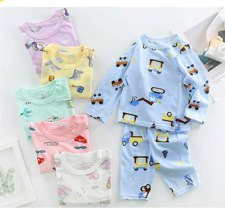 Детские пижамы Одежда для маленьких мальчиков и девочек Костюмы с героями мультфильмов Пижамы с длинными рукавами Детские комплекты одежды для сна Летние пижамы 6, 7, 8, 10 лет 210916793679