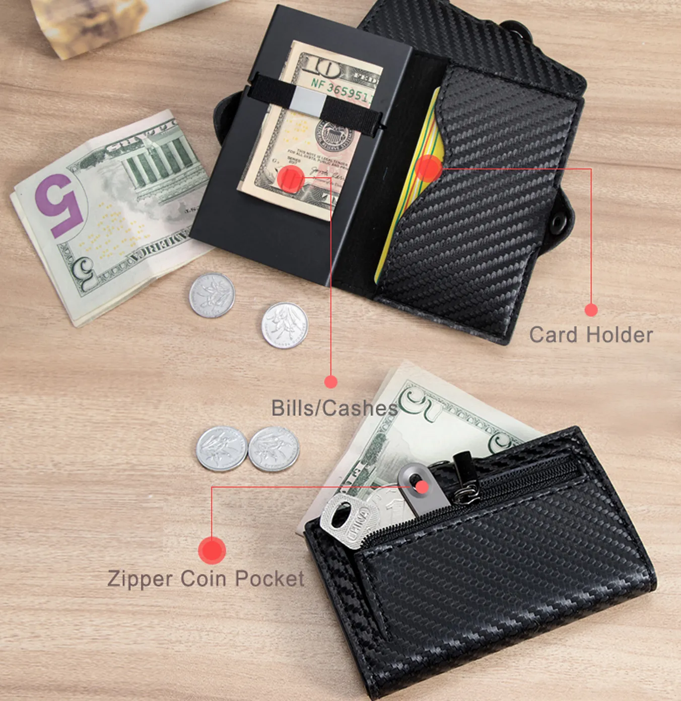 Portemonnee anti rfid mannen Minimalistische koolstofvezel slanke houders Case Leer Business Bank Cardholder7900195