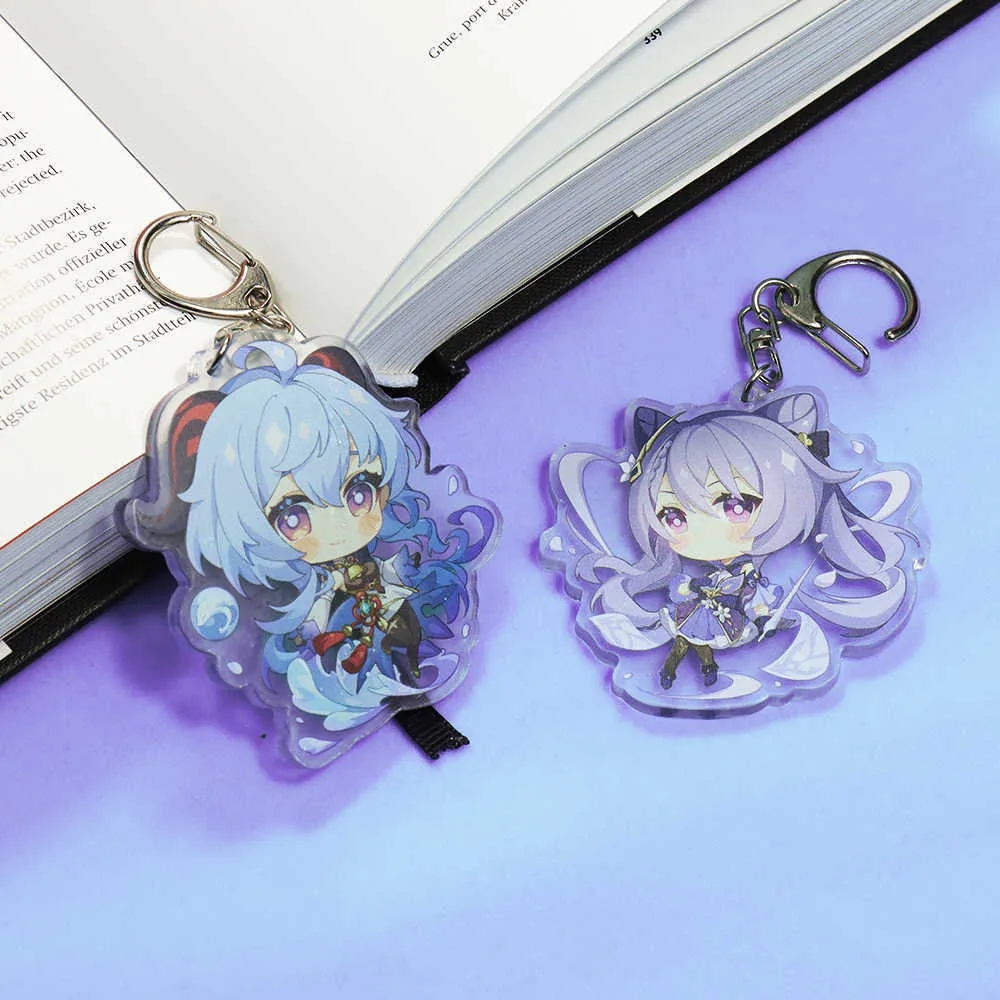 Аниме Genshin Impact Cosplay Chibi Hutao Xiao Ganyu Keychain Venti Albedo Cute Care Car Car Fans Collect