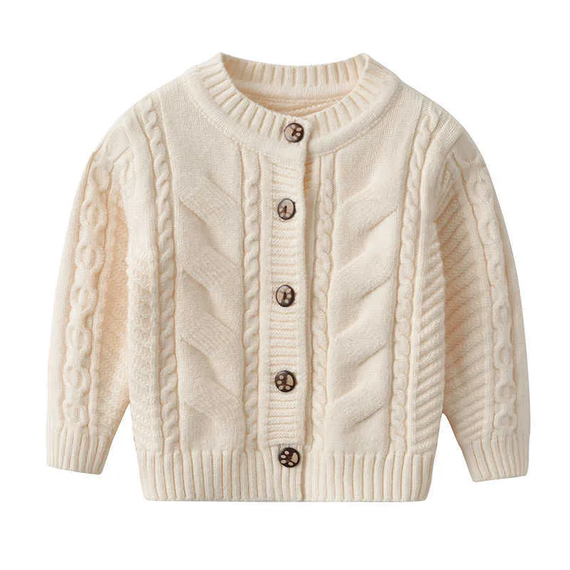 Hiver chaud bébé garçons chandails Cardigans blanc à manches longues nouveau-né Bebes coton tricot veste manteau automne enfant en bas âge vêtements pour bébés Y1024