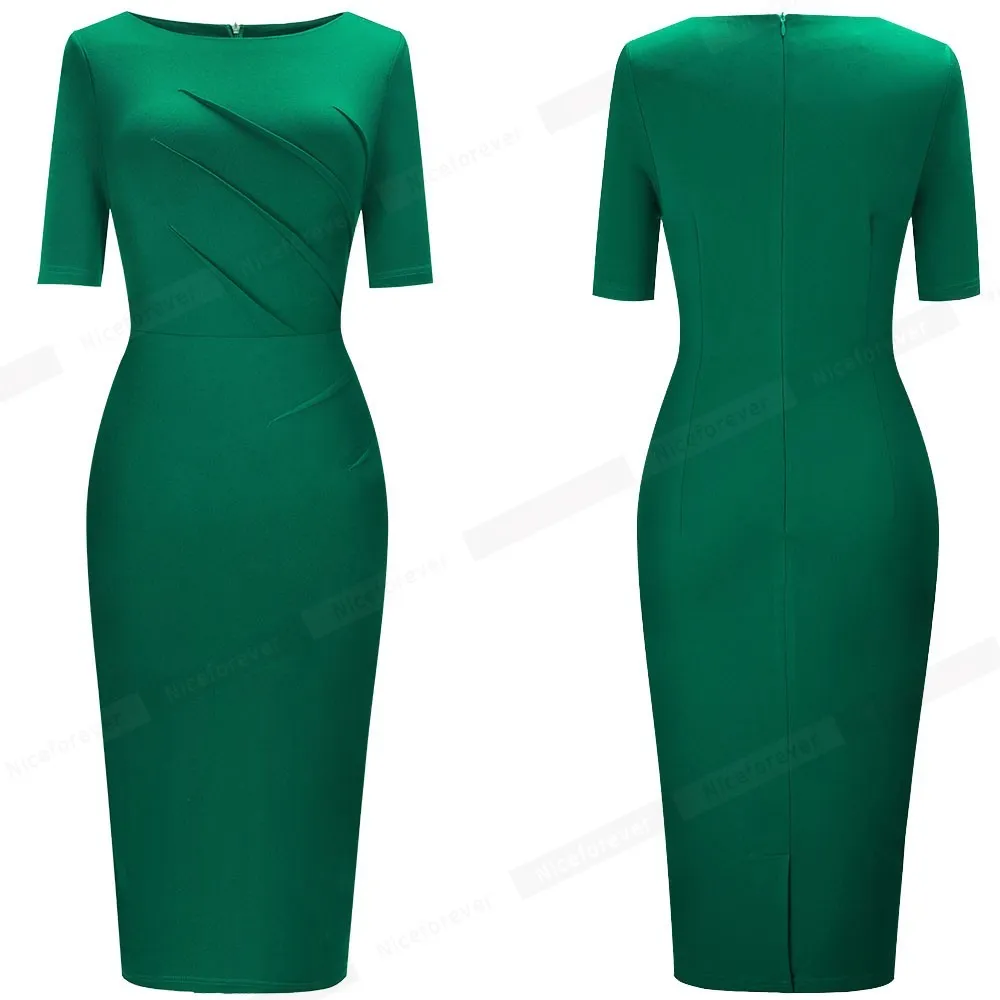 Trevligt för alltid sommar kvinnor elegant grön färg arbete klänningar affärskontor vintage bodycon klänning btyb614 210419