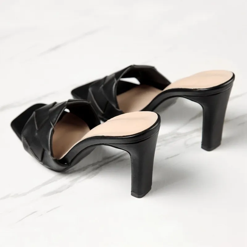 2021 lujosas diapositivas mujeres 10cm tacones altos mulas verano sandalias tacones de bloque zapatillas baile plataforma Stripper zapatos de boda sdddssdgsg