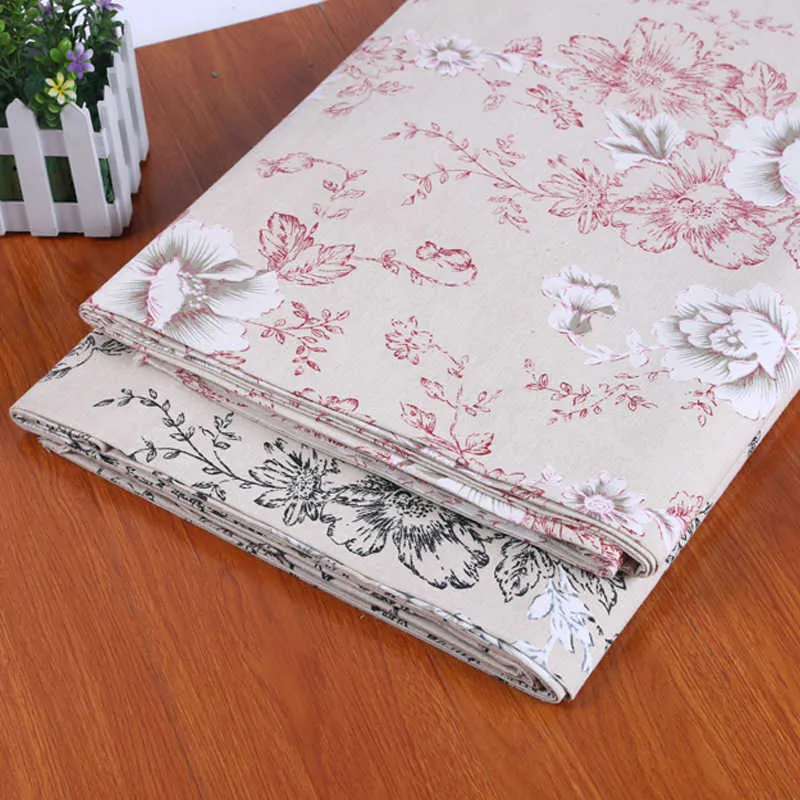 Tissu en coton et lin imprimé pivoine au mètre tissu de rideau de fenêtre d'oreiller de canapé bricolage pour la décoration de la maison 210702