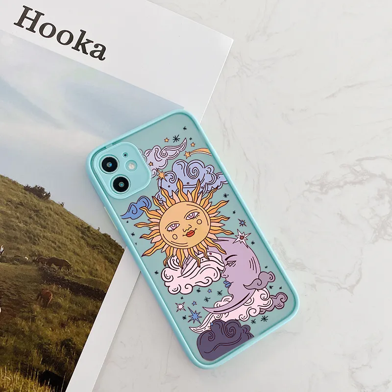 Funny Sun Moon Face Face Phone Case For iPhone 13 11 Pro 12 7 XS Max X XR SE20 8 Plus TPU Matte Cover Cover2382285 Soft TPU