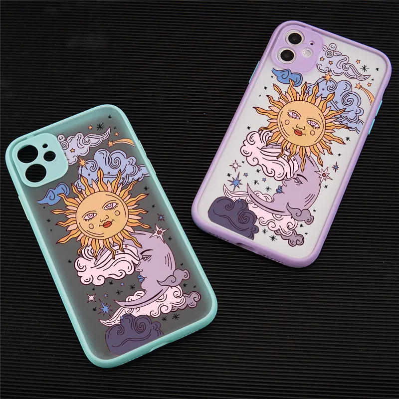 Funny Sun Moon Face Face Phone Case For iPhone 13 11 Pro 12 7 XS Max X XR SE20 8 Plus TPU Matte Cover Cover2382285 Soft TPU