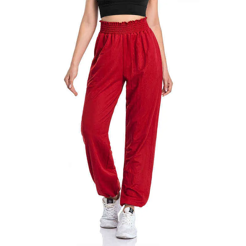 Vutru kvinnors baggy tröjor fickor hög midja bekväma lounge byxor lösa yoga jogger byxor brett ben plus size sweatpants h1221