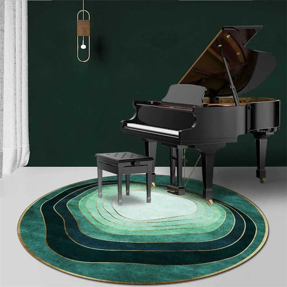 Modern Luxury Gradient Green Round Rug For Living Room Floor Carpet Coffee Table Chair Mat Bedroom Decoration Abstract 210626