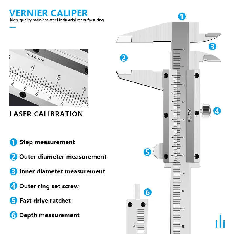 Calipery XCAN Caliper Vernier Caliper 0-100mm Precyzja 0,02 mm Ze Stali Nierdzewnej Pomiaru Narzędzia Przyrządu 210810