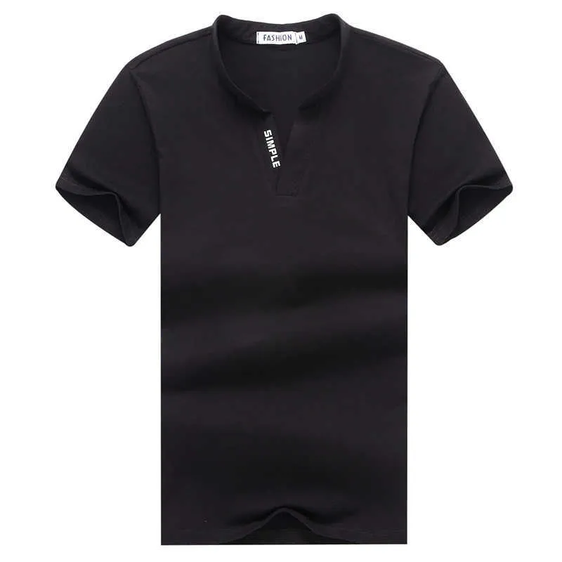 Liseaven Mäns T-shirt Mandarin Collar T-shirts Kortärmad Märke Tee Tröja herrkläder 210629