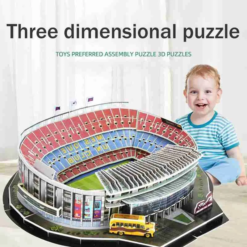 نادي كرة القدم 3D استاد طراز Jigsaw Puzzle الكلاسيكية DIY أوروبا ملعب كرة القدم التجميع المباني ألعاب Kids Kids X0527636082