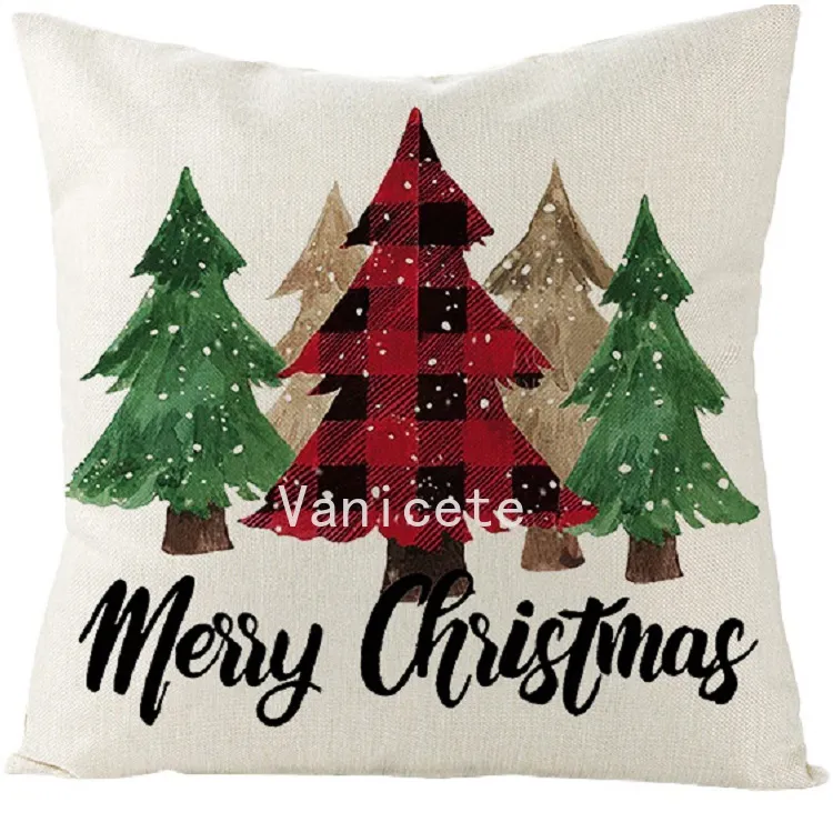 Noël Oreiller Couvre Décorations De Noël Rouge Noir Plaids Coussin Taie D'oreiller Pour Arbre De Noël Camion Père Noël Bonhomme De NeigeT2I52488