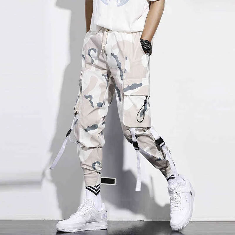 迷彩の軍用貨物パンツ男性ファッションカジュアルテックウェアヒップホップハーレムズボン男性ジョガーストリートウェアスポーツスポーツパンクH1223