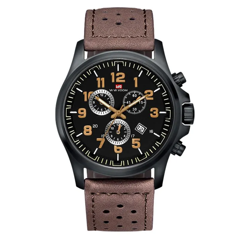 Military Outdoor Field Sports Watch Quartz Calendar Waterproof Belt Men's Wristwatches2179