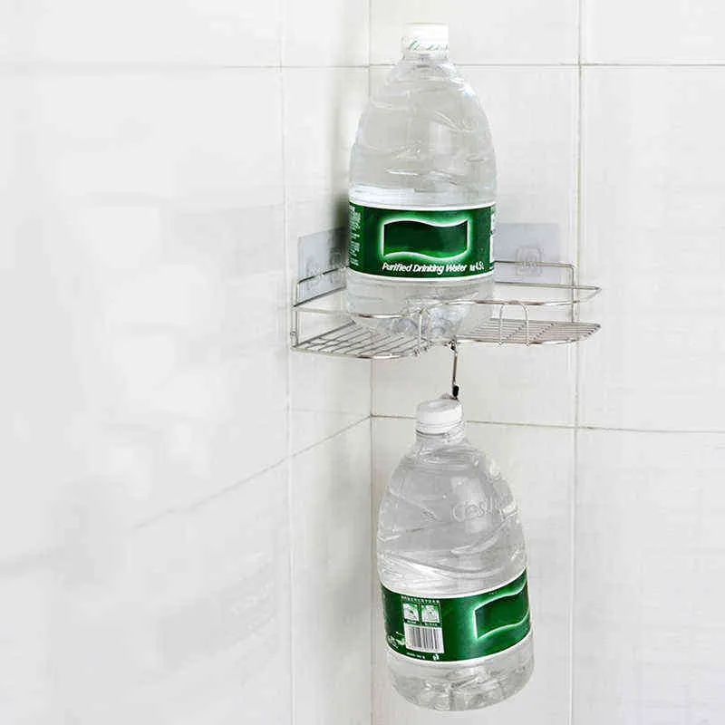 badrum hörn dusch rack hylla rostfritt stål triangulär schampo tvål lagring hyllor WC kök tillbehör 211112