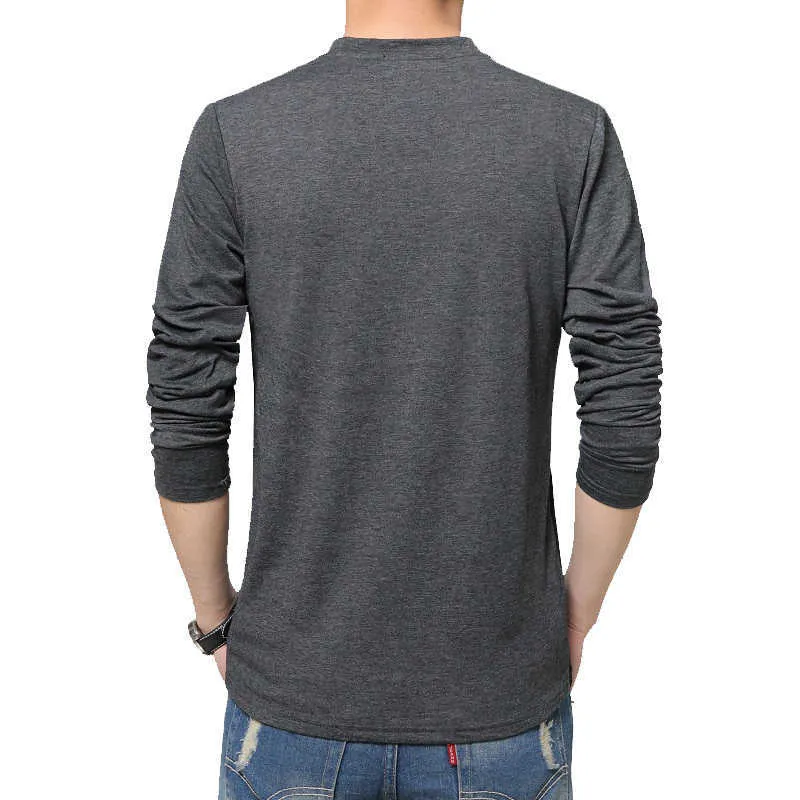 BROWON marque automne hommes t-shirts mode Streetwear à manches longues col en V couleur Patchwork coton t-shirt hommes 210722