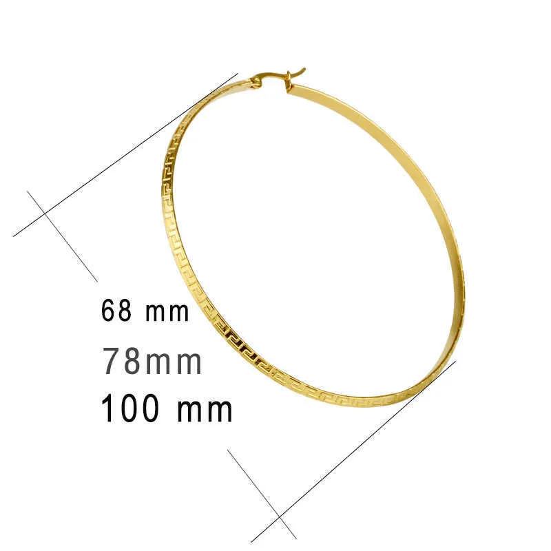 Designerörhängen Studs Luxury Jewelry Gold Color Rostfritt stål Big Hoop Earring For Women Stora Hoops Chinese Design Ladies Ear7292056