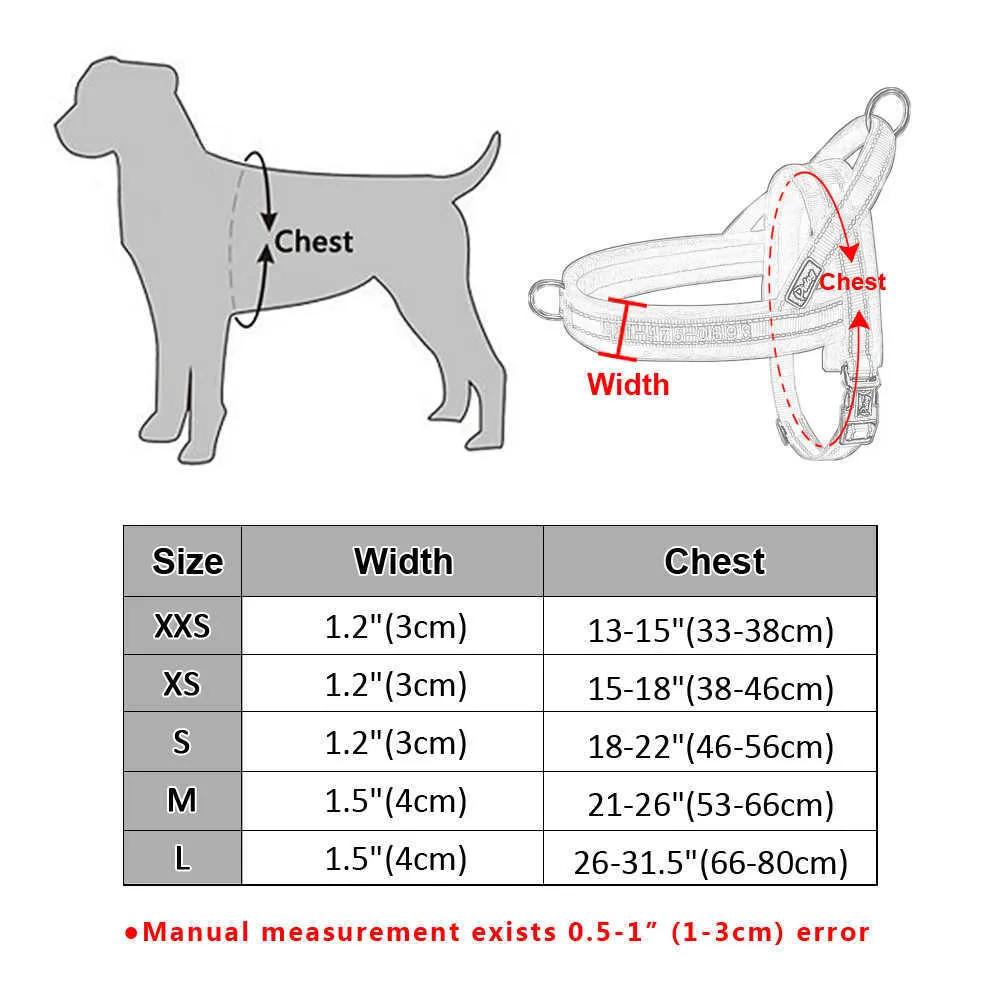 Zachte aangepaste hond harnas nylon gewatteerd borduurwerk huisdier puppy chihuahua harnas vest verstelbaar voor kleine medium grote honden mop 210729
