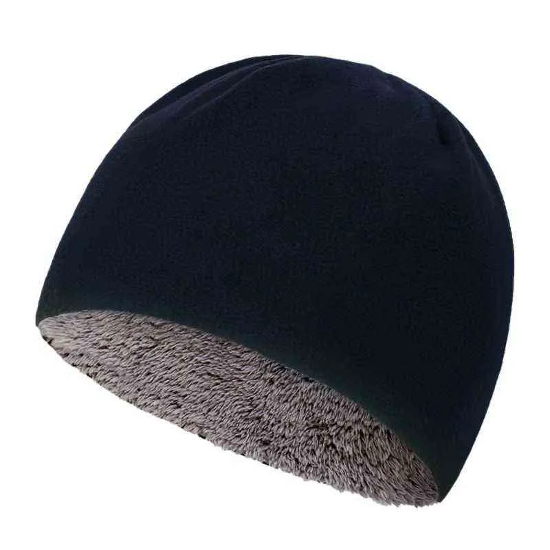 Unisex Fleece Beanies Caps Winter Warm Velvet Thick Windproof Winter Outdoor Hat Skullies Y21111