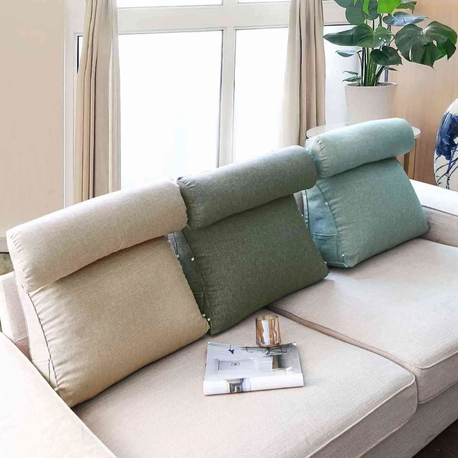 Big Single Triangle Backrest Cushion Lounger Reading Pillow Floor Seat Sofa Bedside Back Head Waist Support Pregnant Women 211110