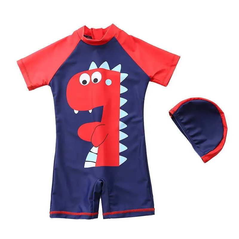 Été Baby Boys Maillot de bain 2-PCs Ensembles de dessin animé Dinosaure Baleine Octopus + Baignage Maillot de bain Vêtements enfants E1050 210610