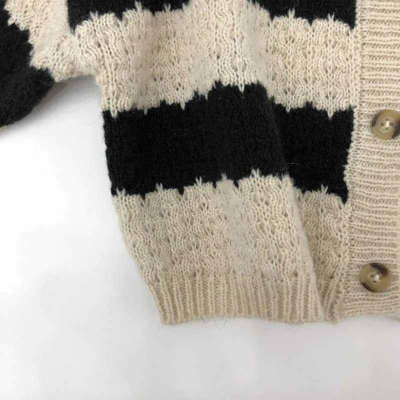 Autumn new black and white striped cardigan sweater cardigan boys and girls cardigan sweater Y1024