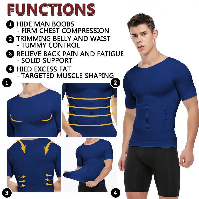 Body Shaper Tummy Control Shapewear Compression Shirts Slimming Underwear Corset Waist Cincher Men Bodysuit