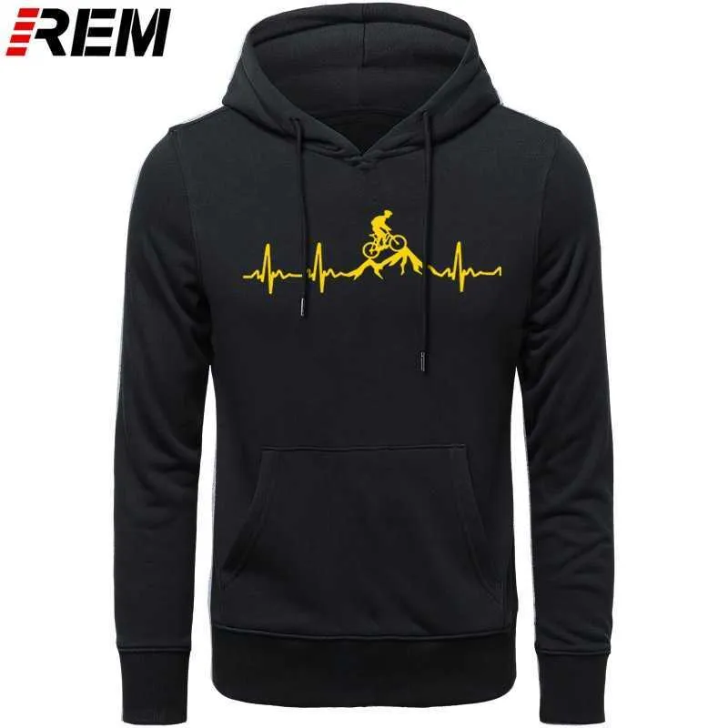 REM Hoodies Mountain Bike Heartbeat Funny MTB Dirt Bike Plus Custom LONG Sleeve Men's Fashion Family Cotton Hoodies, Sweatshirts 210819