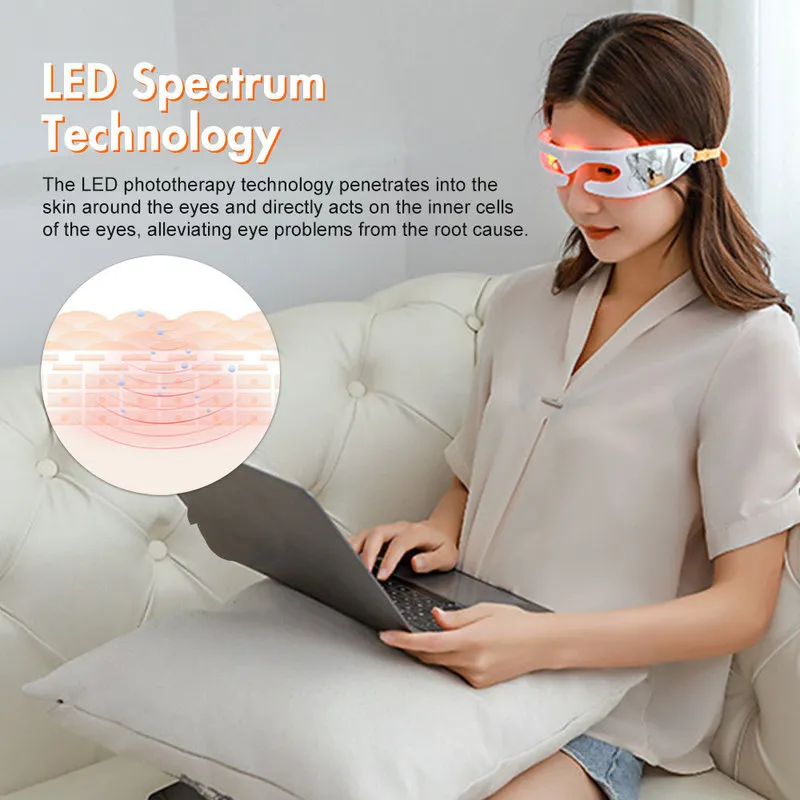 3D LED Ljusterapi Ögonmask Massager Uppvärmning SPA Vibration LED Ansiktsmask Ögonpåse Rynkorborttagning Trötthetslindring Skönhetsanordning 220309