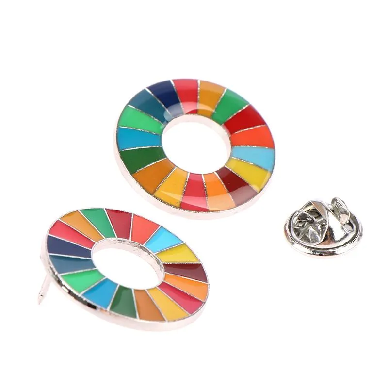 Pins Broches Emaille 17 Kleuren Duurzame Ontwikkelingsdoelstellingen Broche Verenigde Naties SDGs Pin Badge Mode Regenboog Pins Voor Vrouwen 209D