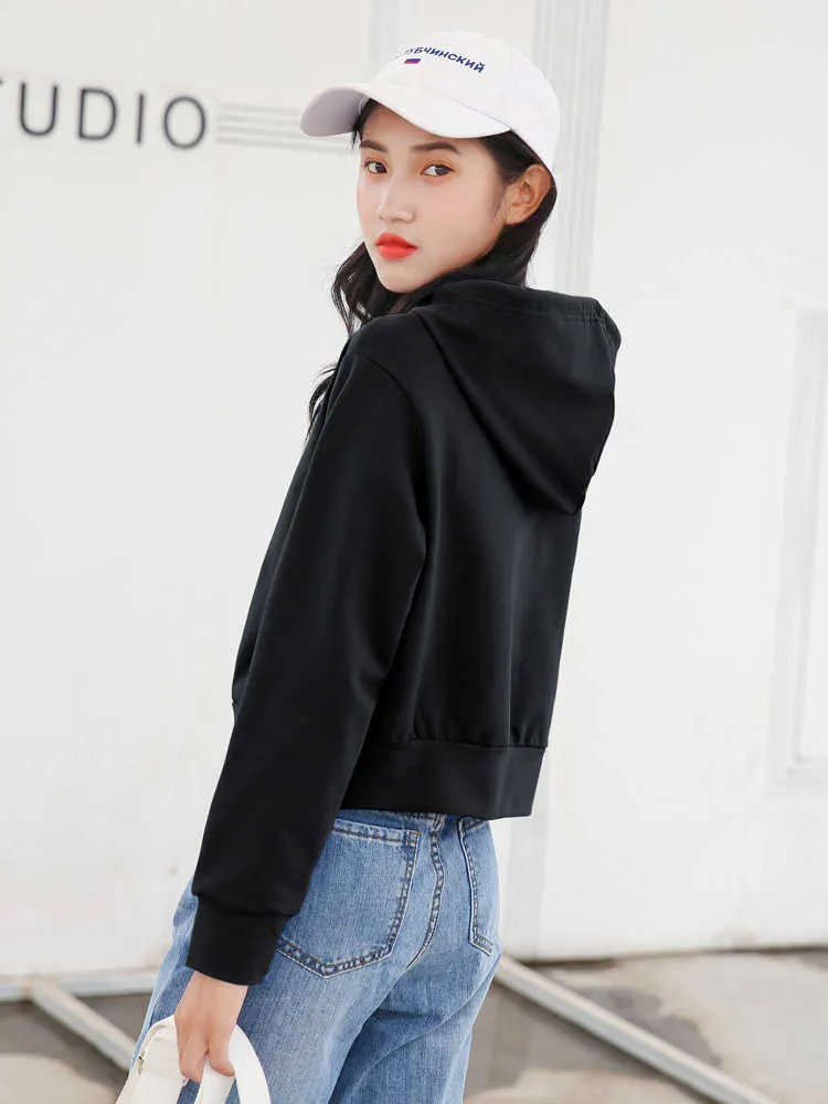 black pink white hoodie women kpop solid aesthetic sweatshirt korean harajuku hoodies woman crop top autumn winter clothes 210803