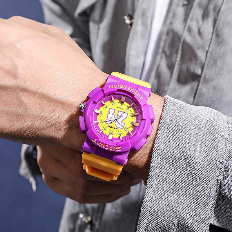 カラフルなゴム男性の腕時計ブランドのデザイン電子デジタル時計カレンダーウォッチメンズスポーツウォッチファッションインススタイルA4192 G1022