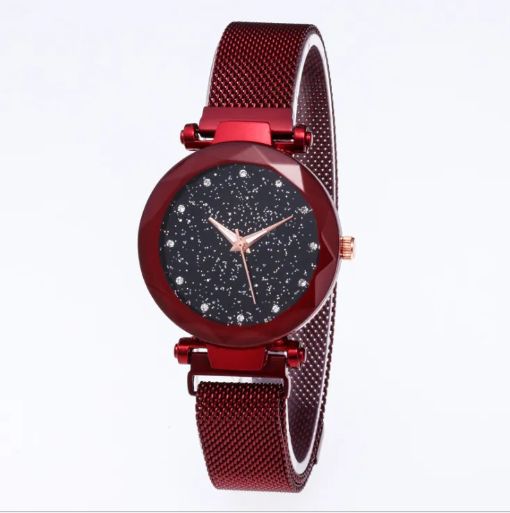 Diamante estrelado céu dial relógio bonito roxo quartzo feminino relógio senhoras relógios moda mulher casual relógios de pulso346h