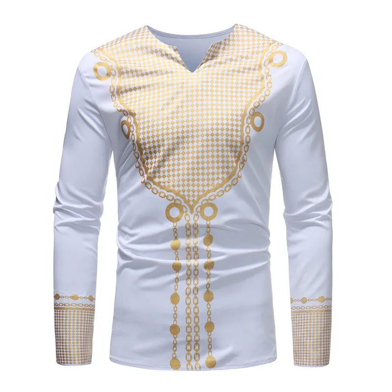 African Bazin Dashiki Mens Top Print Long Sleeve Brand Slim T Shirt Men O-Neck Tribal Camisa Oversize Streetwear Pull Tee Shirt 210524