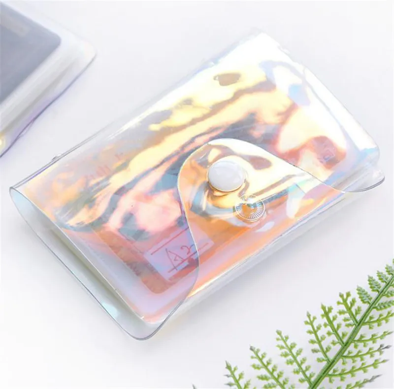 حقيبة بطاقة الائتمان بالليزر الشفافة PVC Bag Women Organizer Wallet Wallet Clear Passport Cards Bags DB738