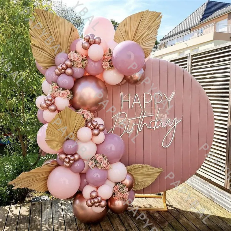 romantico rosa palloncino ghirlanda arco kit cromato rosa oro palloncini da sposa decorazione della festa di nozze compleanno baby shower globo forniture 220226