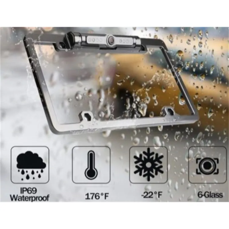 جديد واي فاي كاميرا النسخ الاحتياطي اللاسلكي الرقمي ل iPhone / الروبوت IP69 ماء سيارة لوحة ترخيص إطار كاميرا للسيارات شاحنات سيارات الدفع الرباعي