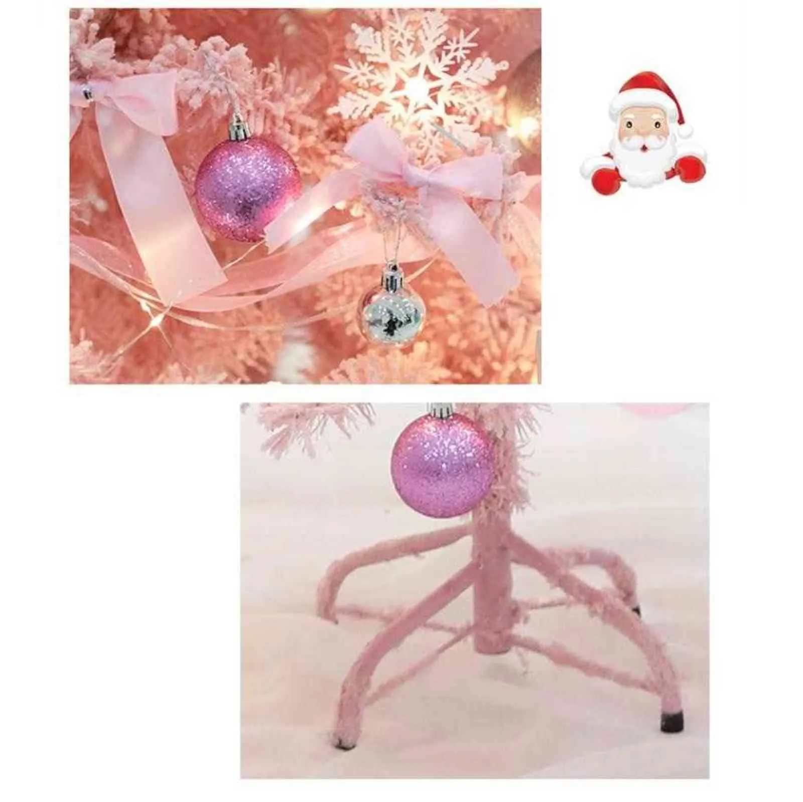 60cm Pink Artificial Christmas Tree Ball Decoration Ornaments Christmas Decor Xmas Flocking Tree Happy New Year Supplies Y112652784769725