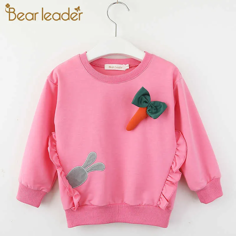 Niedźwiedź lider dziewczyny kreskówek koszulki wiosna moda przypadkowa dziewczyna ładny odzież jesień z długim rękawem ubrania dla dzieci dla 3 7y 210708